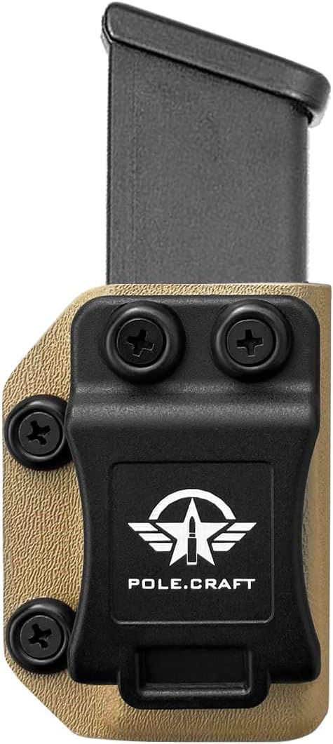 POLE.CRAFT IWB/OWB Magazine Holster Kydex - Mag Carrier Fits: 9mm .40 Double Stack / 9mm .40 Single Stack - P365 1911 Glock 19 19X 17 26 27 28 43 22