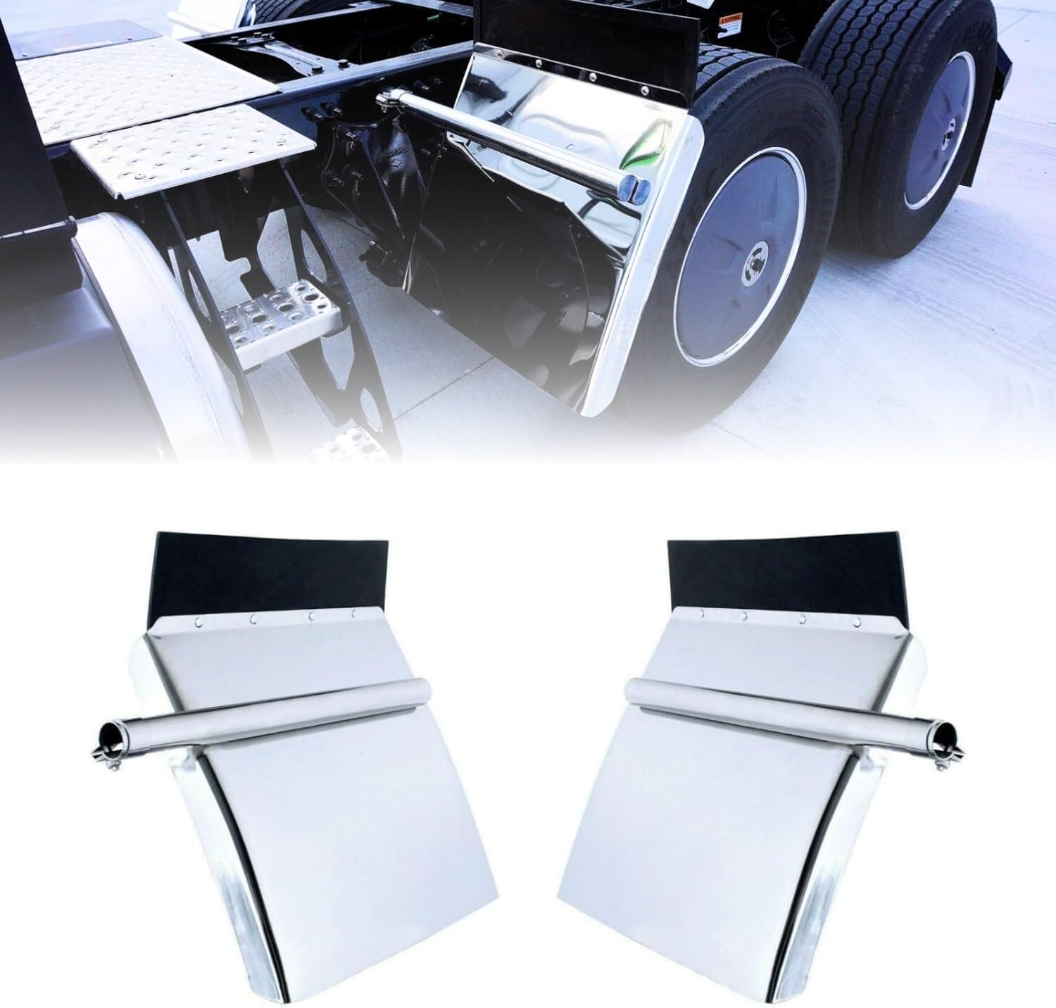 TORQUE Quarter Fenders for Semi Truck, 24" x 24" Black Poly, Tube Bracket and Mounting Hardware Included, Right Left, Quarter Fender Kit Set (TRQF311)