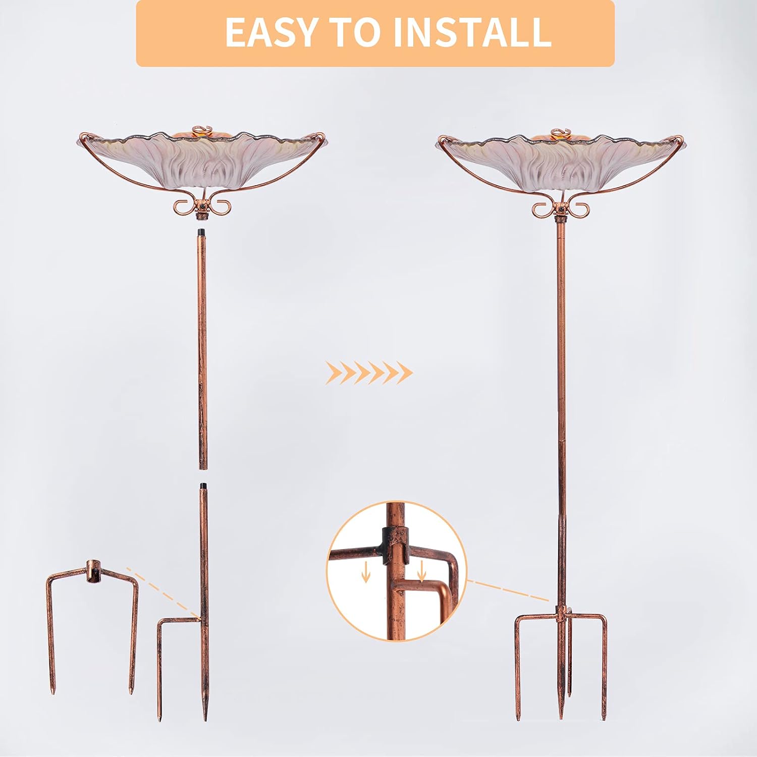 MUMTOP Glass Bird Bath for Outside, Blue Bird Feeder Birdbaths for Oudoors