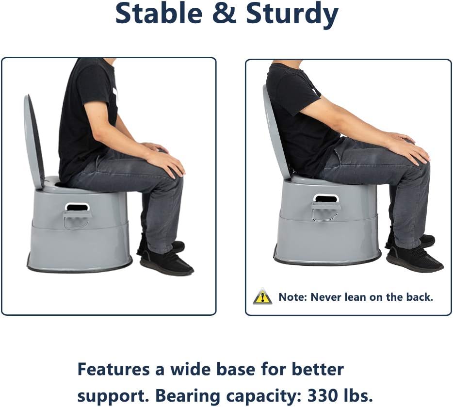 VINGLI Portable Toilet | Indoor Outdoor Commode w/Detachable Inner Bucket & Removable Paper Holder, Lightweight & Compact for Camping, Boat, Van