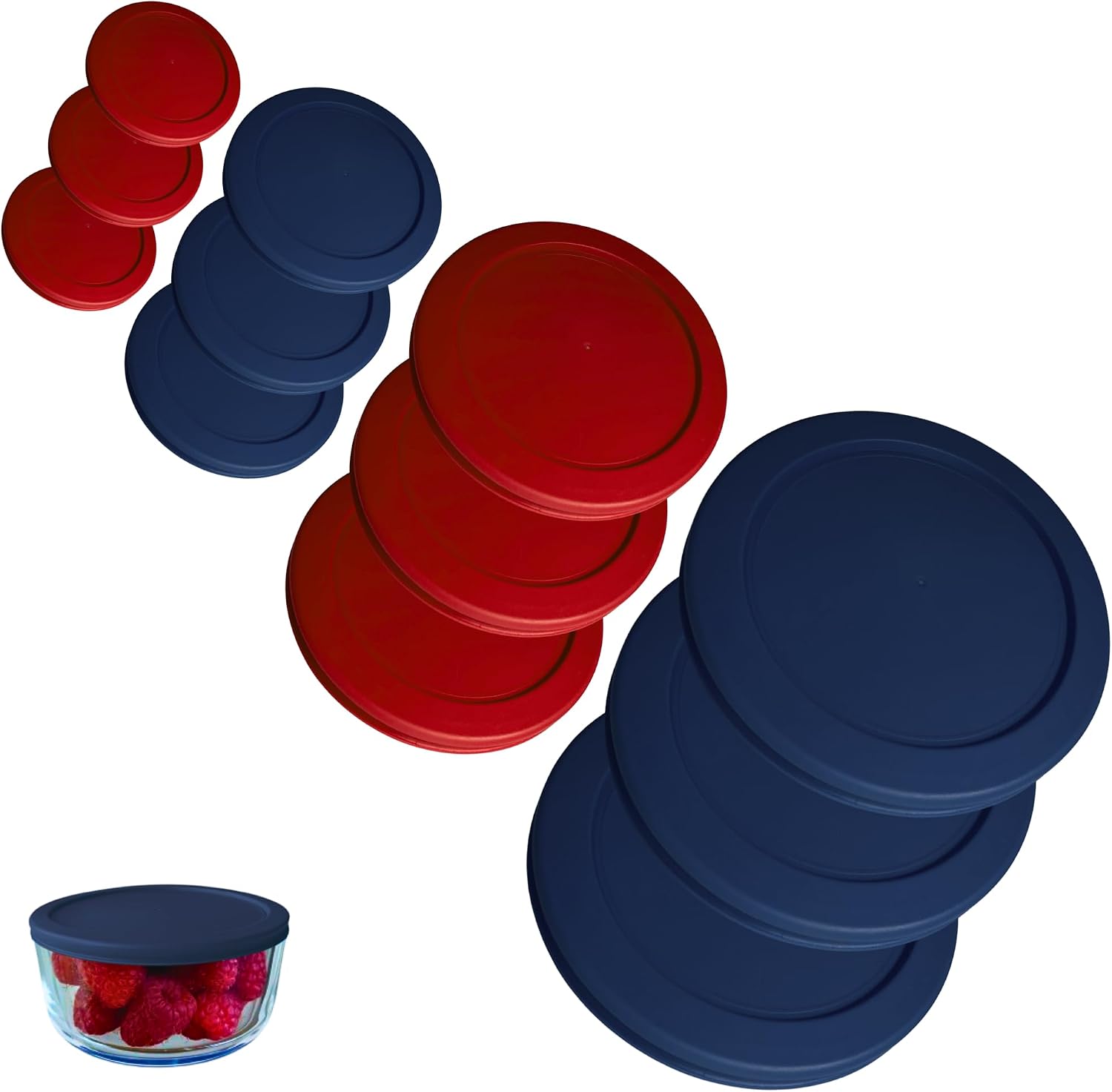 1, 2, 4 & 7 Cup Green, Orange, Blue, Red Replacement Lids/Covers for Pyrex