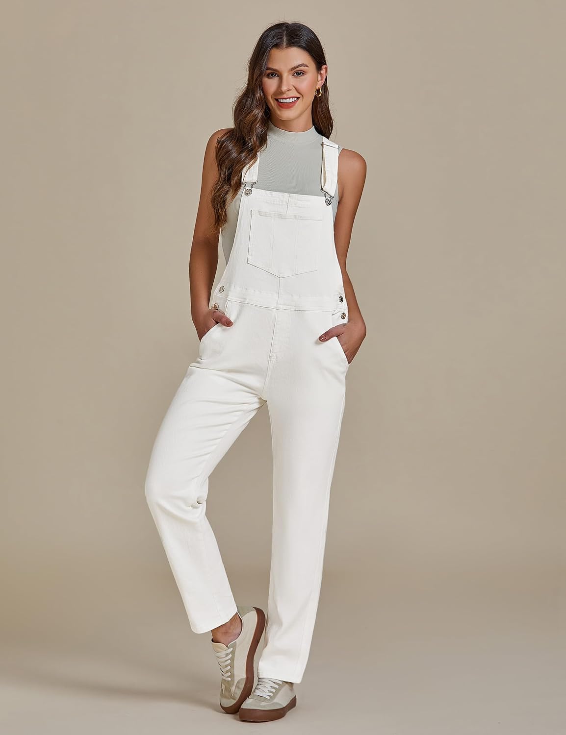 luvamia Women's Casual Stretch Adjustable Denim Bib Overalls Jeans Pants Jumpsuits