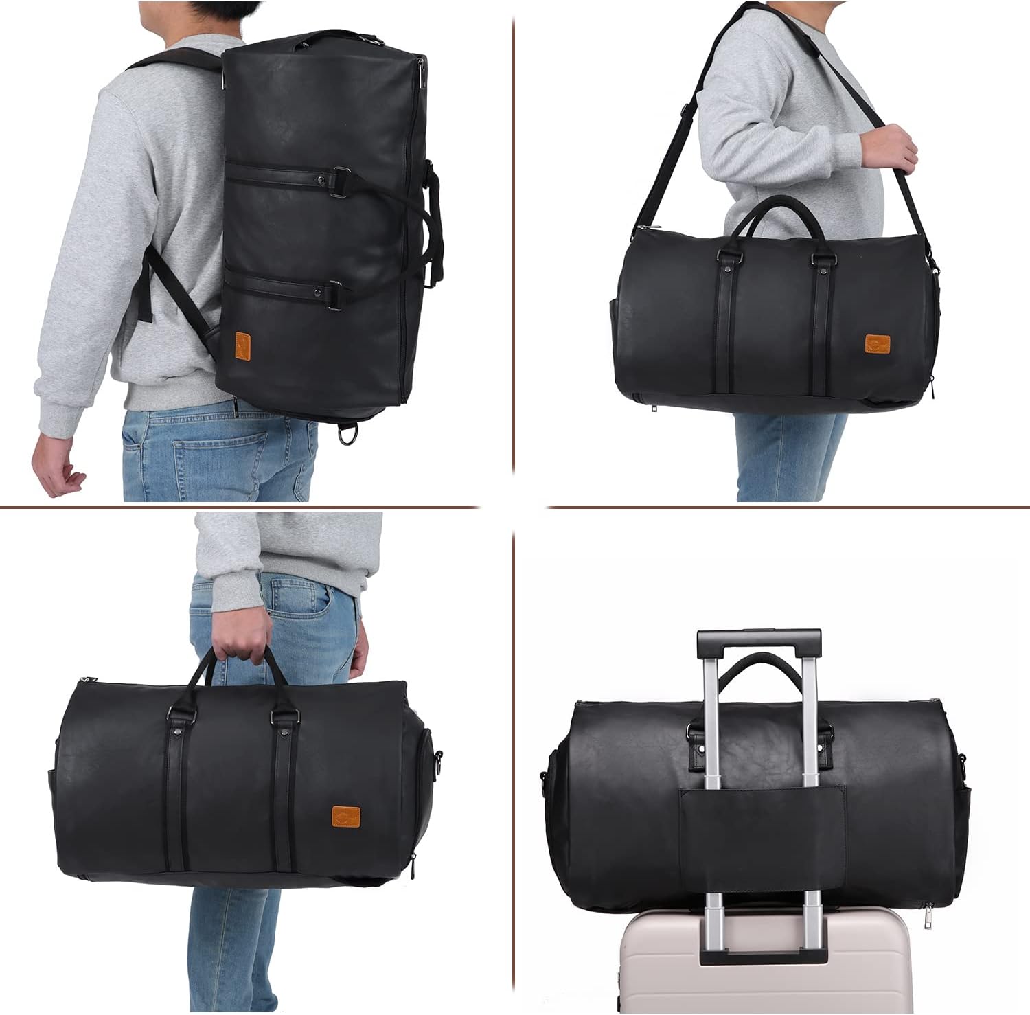 seyfocnia Convertible Travel Garment Bag,Carry on Garment Duffel Bag for Men Women - 2 in 1 Hanging Suitcase Suit Business Travel Bag