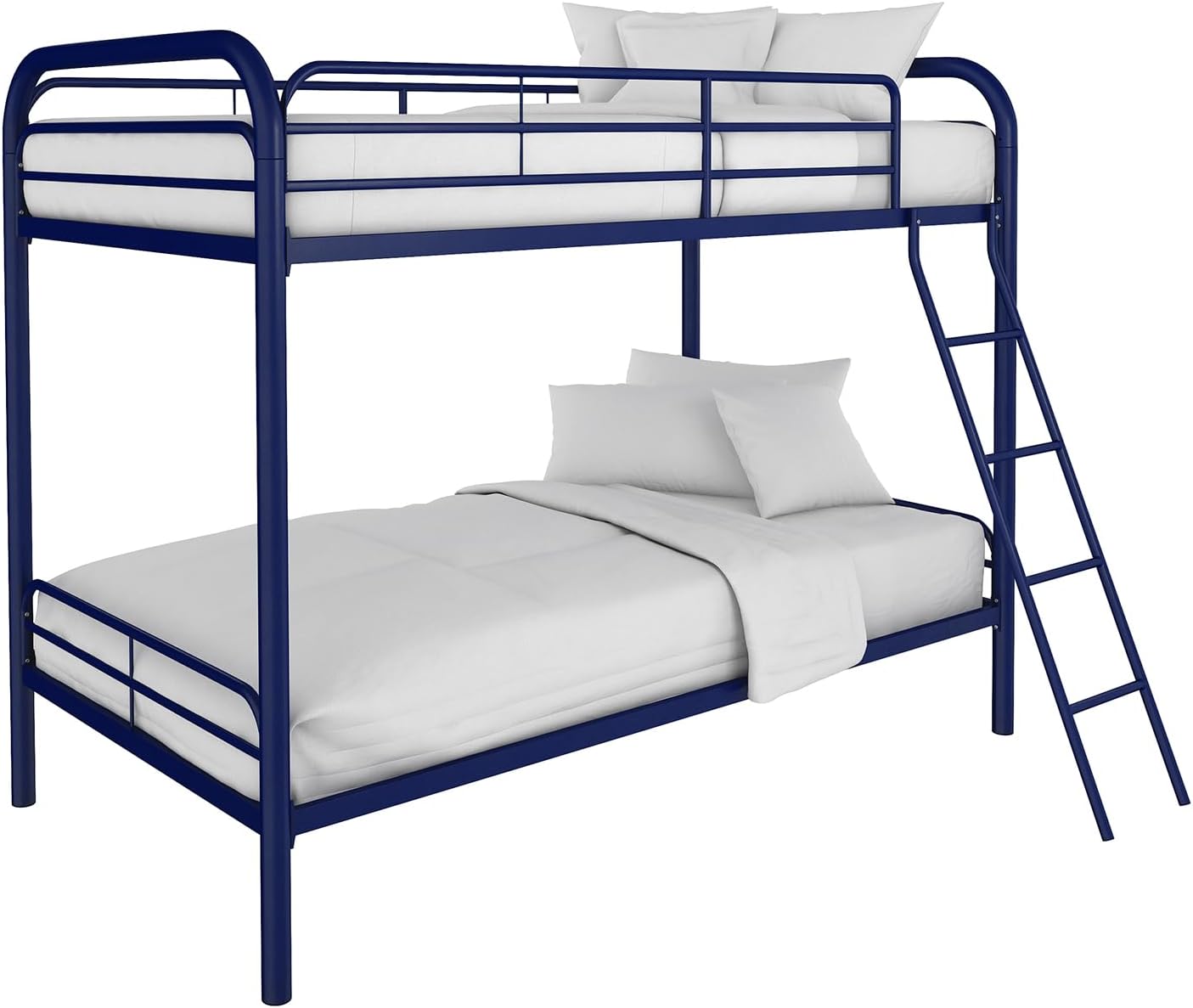 DHP Twin-Over-Futon Convertible Couch and Bed with Metal Frame, Ladder and Guardrails - Black