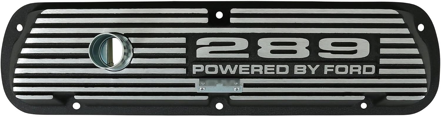 Aluminum Valve Covers with Official 289" "Powered by Ford Lettering in a Silver Powder Coated Finish, Compatible with 1964-1973 Ford Mustang