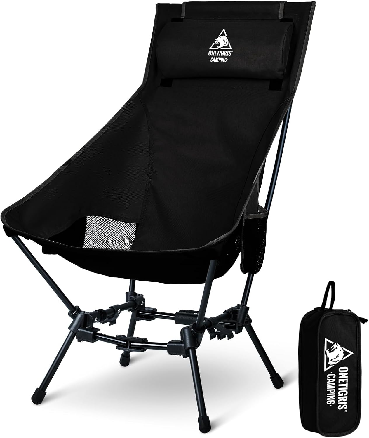 ONETIGRIS Dragonhide Oversized Camping Chair with Pillow Design, Comfortable Widened Seat Folding, 275 lbs Capacity