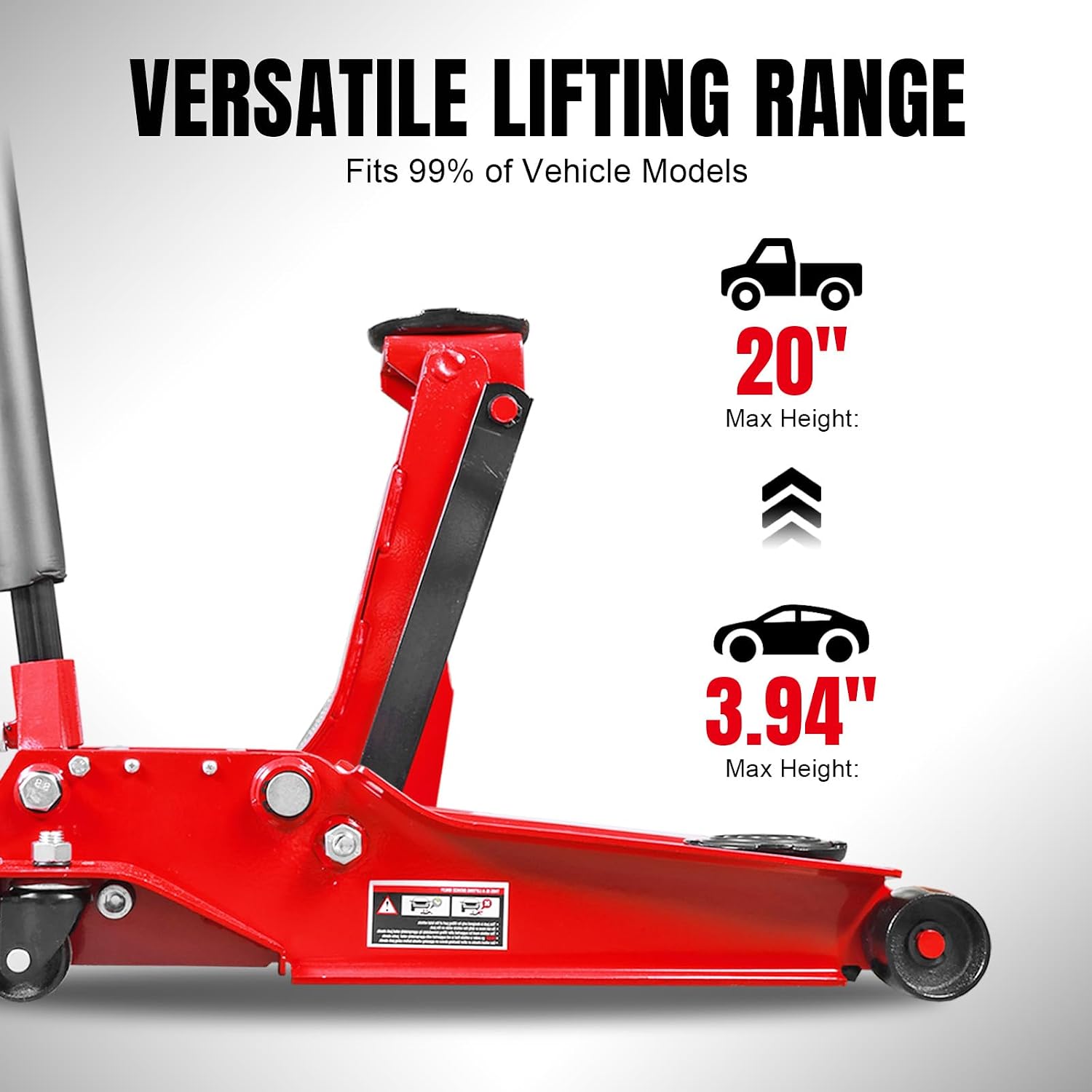 BIG RED AT84007R Torin Hydraulic Low Profile Service/Floor Jack with Dual Piston Quick Lift Pump, 4 Ton (8,000 lb) Capacity, Red