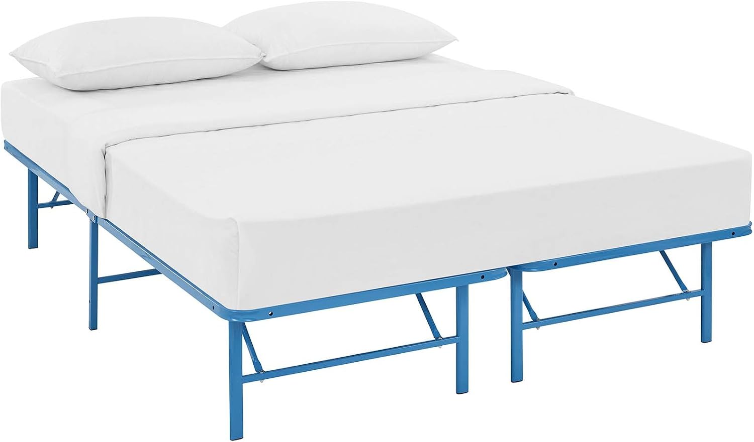 Modway Horizon Queen Bed Frame In Gray - Replaces Box Spring - Folding Metal Mattress Bed Frame