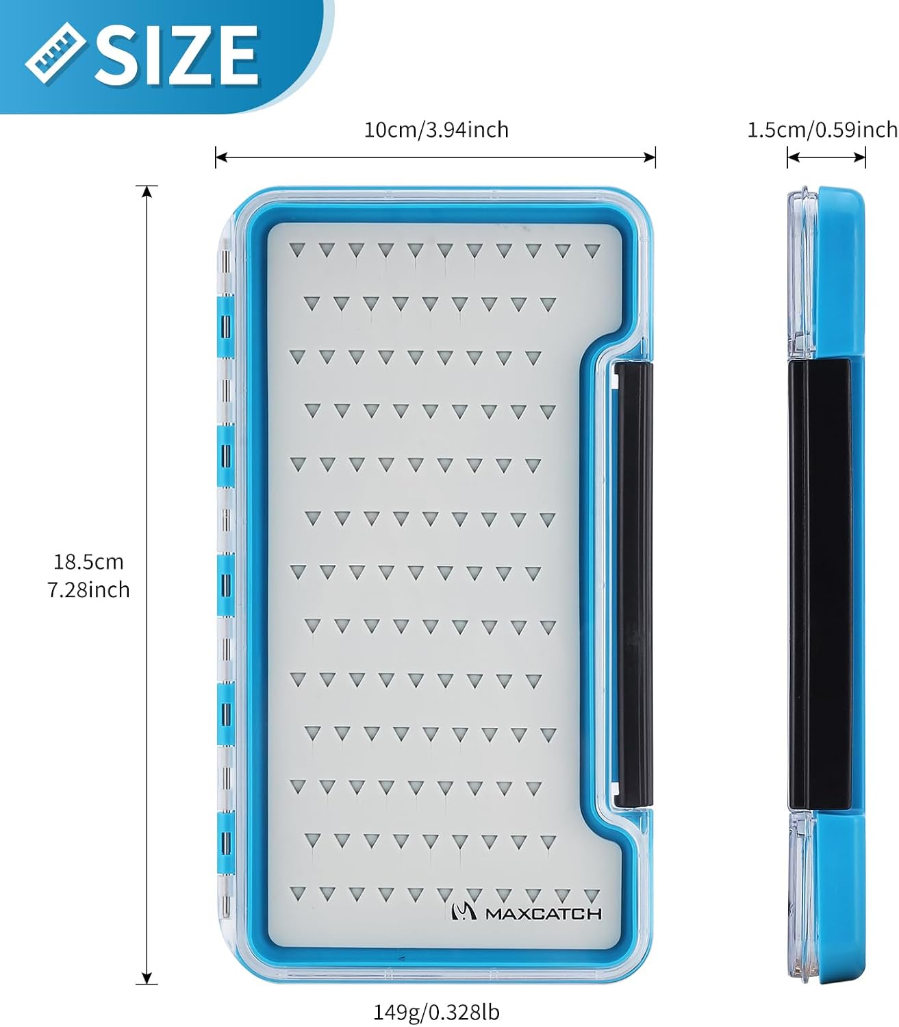 M MAXIMUMCATCH Maxcatch 3-PACK Fly Fishing Boxes Set, Super Slim Design, Waterproof Flies Storage Case with Silicone Insert, Blue