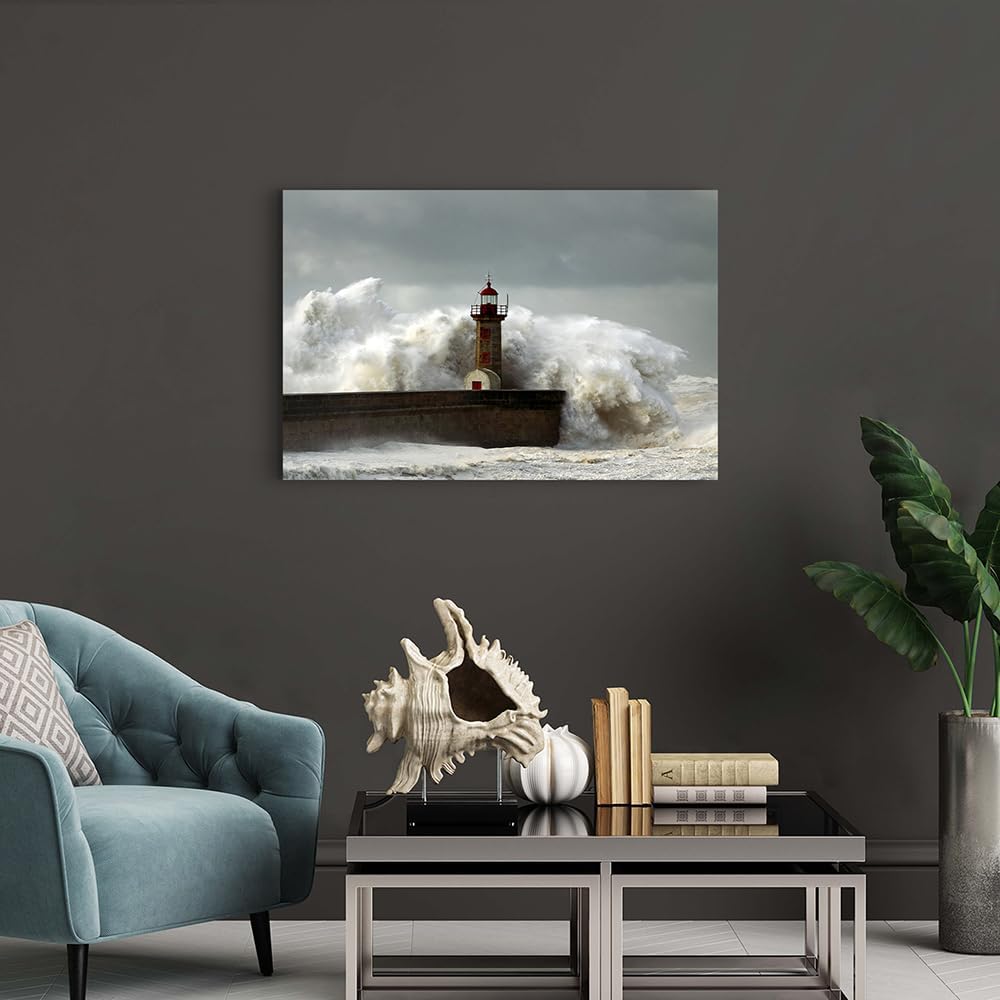 Hardy Gallery Ocean Wave Canvas Wall Art Coastal Decor 16x11 Inch
