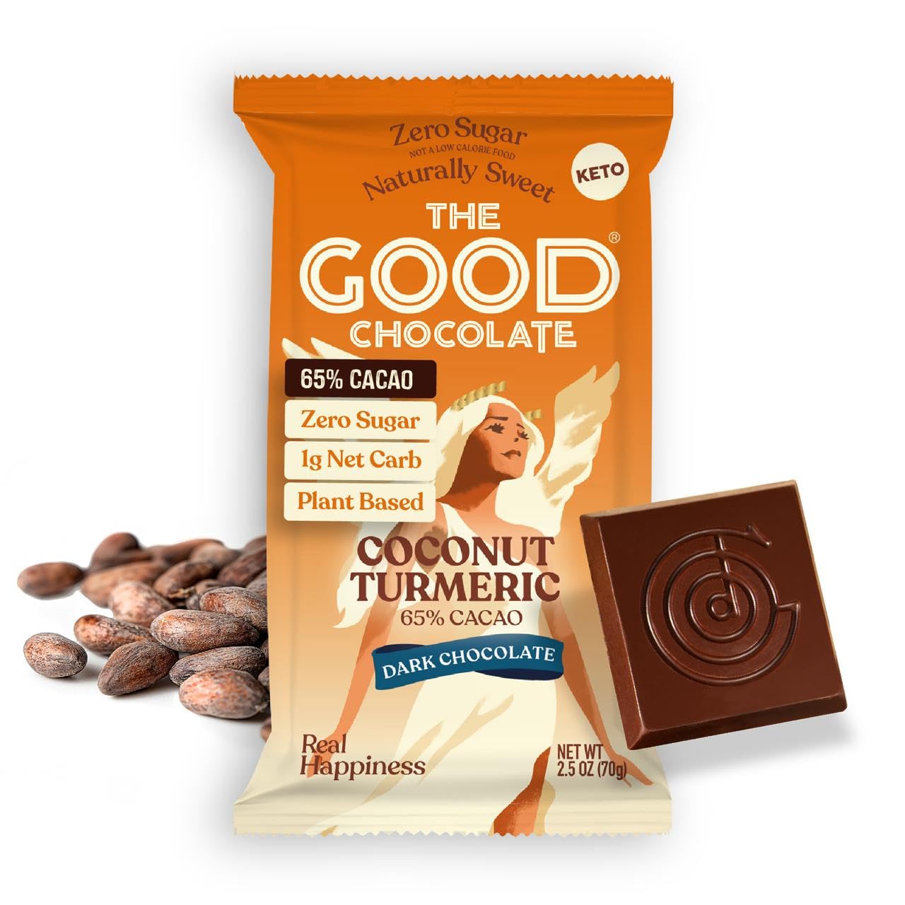 THE GOOD CHOCOLATE – Dark Chocolate Bars with Zero Sugar & Lower Net Carbs – Keto Chocolate Bar with Lower Calories, All Natural and Non-GMO Keto Snacks, 2.5 oz (6 Bars Value Pack)