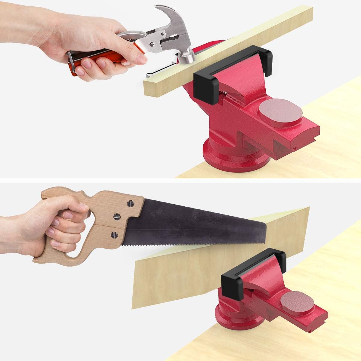 Housolution Universal Table Vise 3 Inch, 360°Swivel Base Bench Clamp