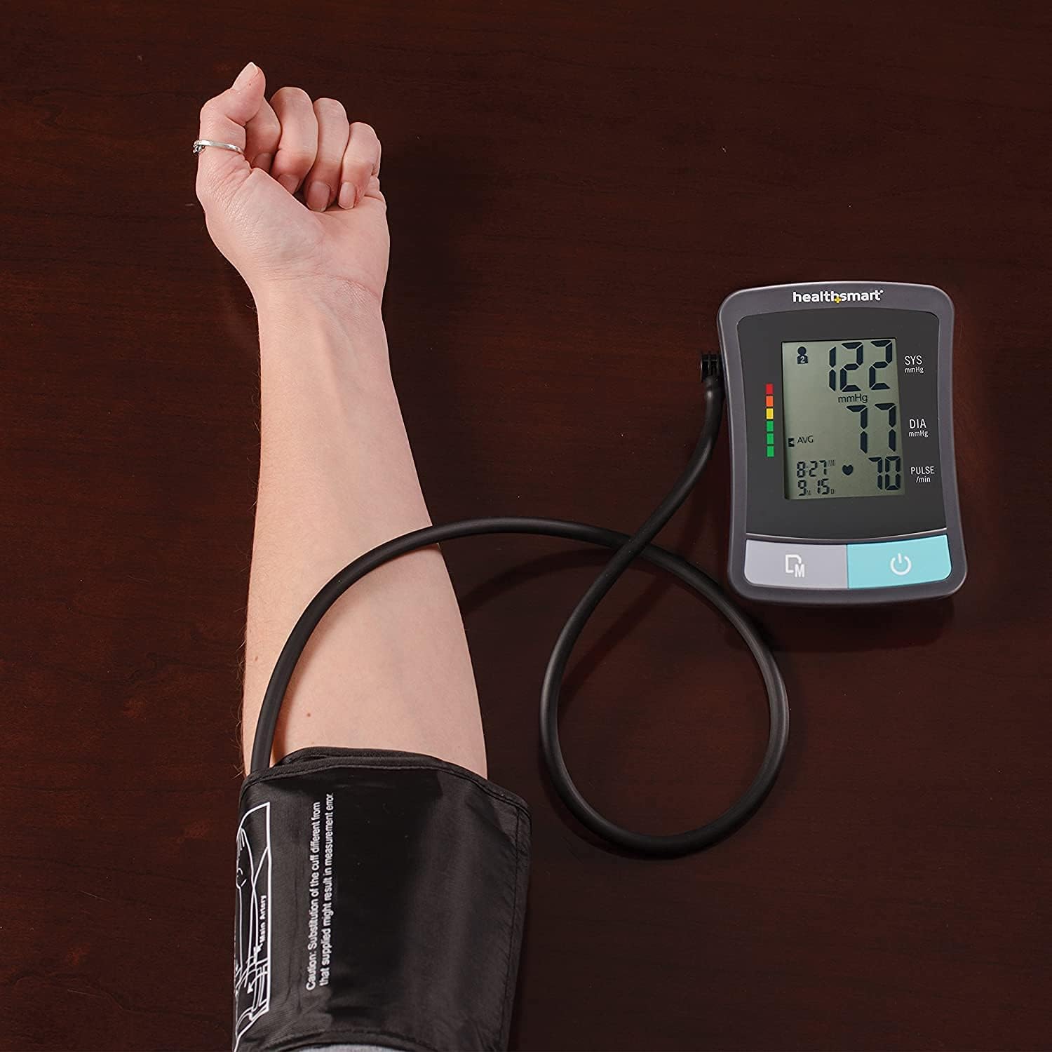 HealthSmart Digital Standard Wrist Blood Pressure Monitor with Automatic Adult Cuff That Displays Pulse Rate and Irregular Heartbeat Stores up to 60 Readings for 2 Users