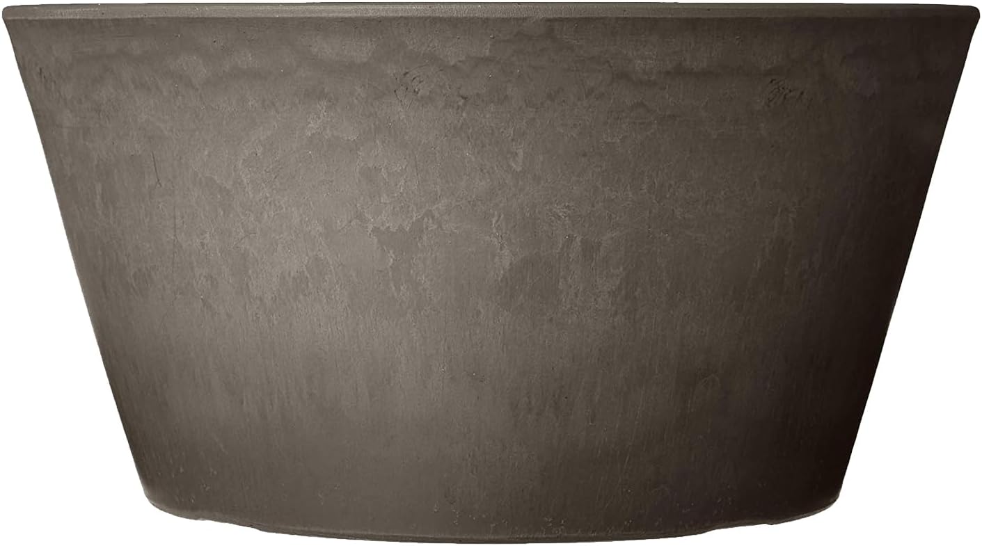 PSW Pot Collection TD25TC Plastic/Stone/Wood Composite Shallow Bulb Pan - No Drainage Hole (Drillable), Planter for Succulents, Bonsai, Fairy Gardens, Herbs, 10-inch, Terra Cotta Color
