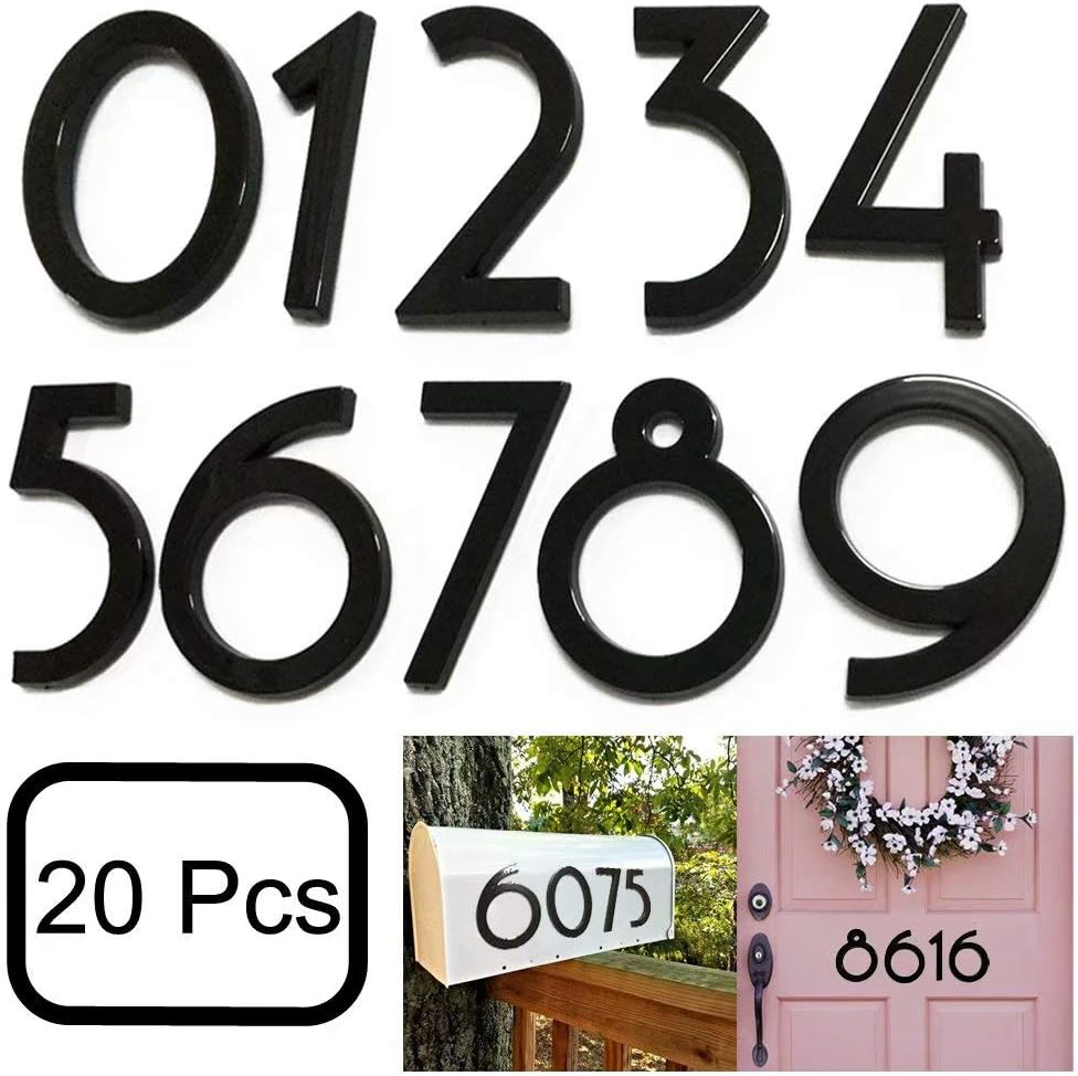 20 Pack Mailbox Numbers 0-9, 2.76 Inch High, Door Address Numbers Stickers for Apartment, House, Room, Office, Cars, Trucks