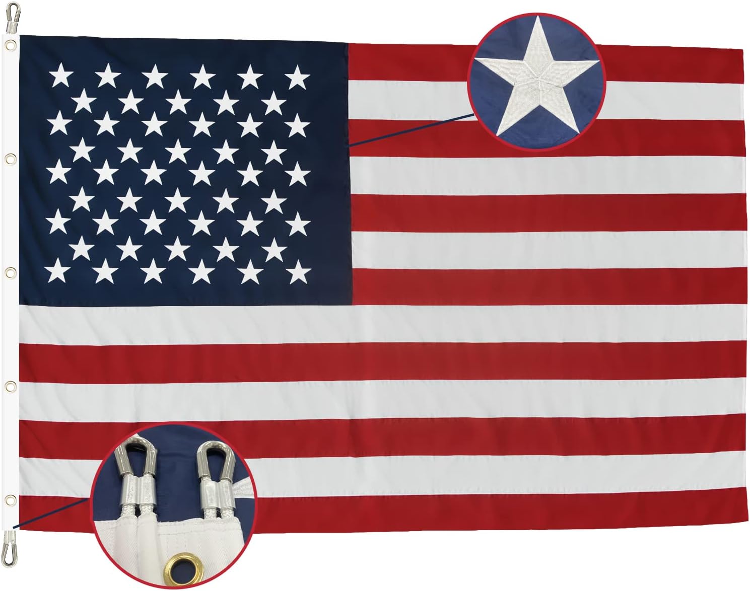 TOPFLAGS American Flag 4x6 Heavy Duty Outdoor US Flags for Outside Embroidered Stars USA Banner Sewn Stripes with Brass Grommets Vibrant Color