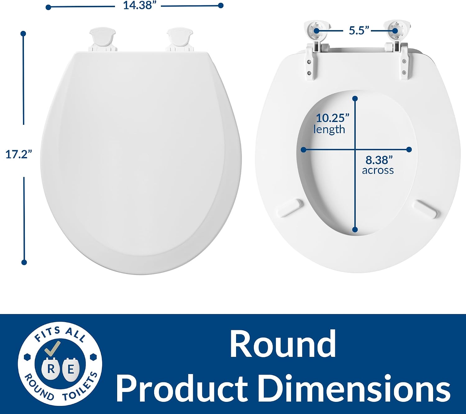 Bemis 1500EC 390 Lift-Off Wood Elongated Toilet Seat, Cotton White (Pack of 1) | Durable enameled wood resists chipping & scratching, fits all standard elongated toilets, Made in USA, 1500EC 390
