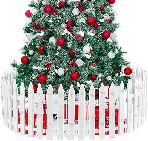 URATOT 20 Pieces Christmas Tree Thick White Plastic Picket Fence for Pets and Kids - Party, Garden, Home Decoration, 12 Inches
