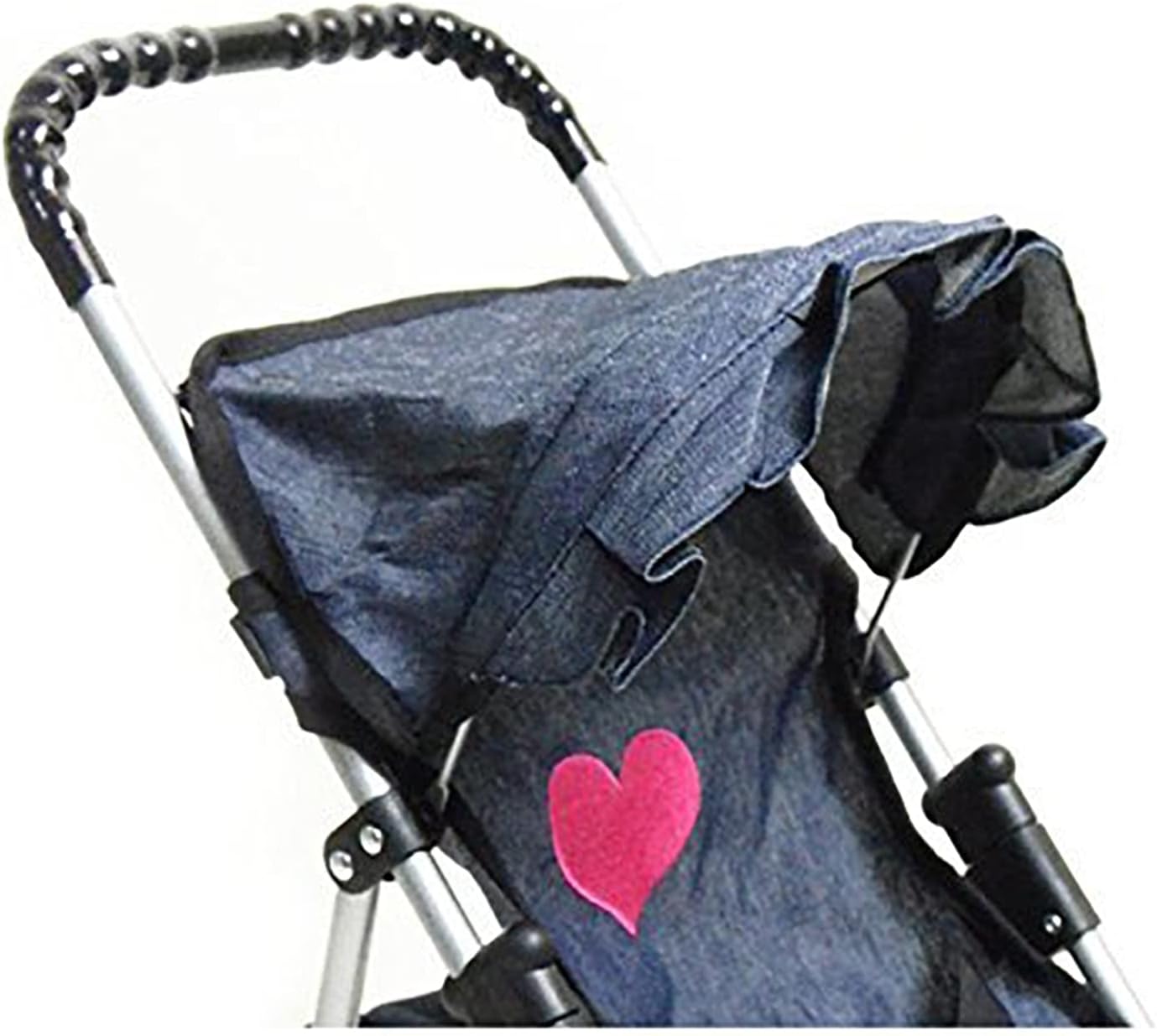 The New York Doll Collection My First Doll Stroller with Basket & Heart Design Foldable Doll Stroller, Pink