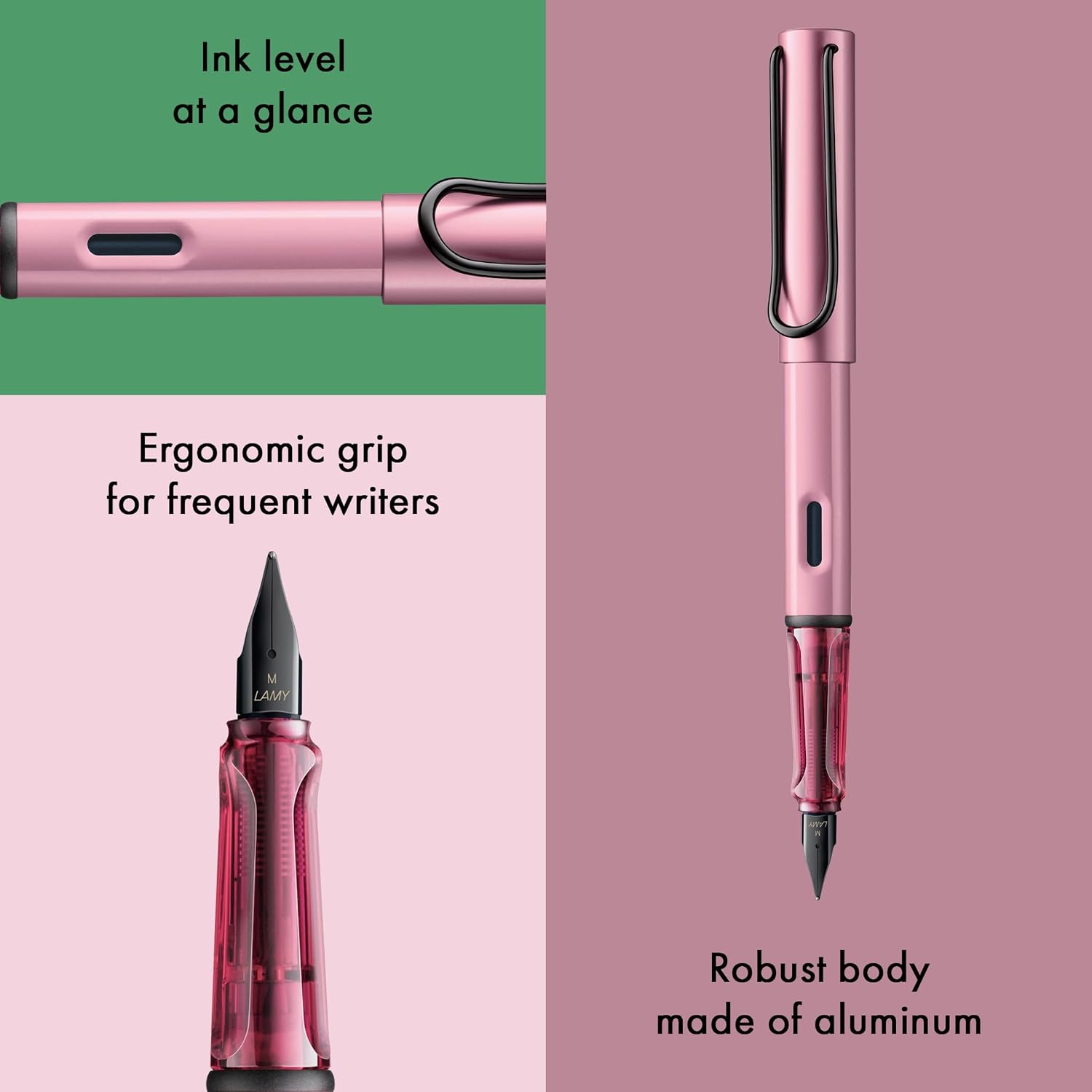 LAMY AL-star black - Fountain Pen with ergonomic grip & black Left-Handed steel nib (LH) in size M - lightweight aluminum body - including LAMY T 10 blue cartridge