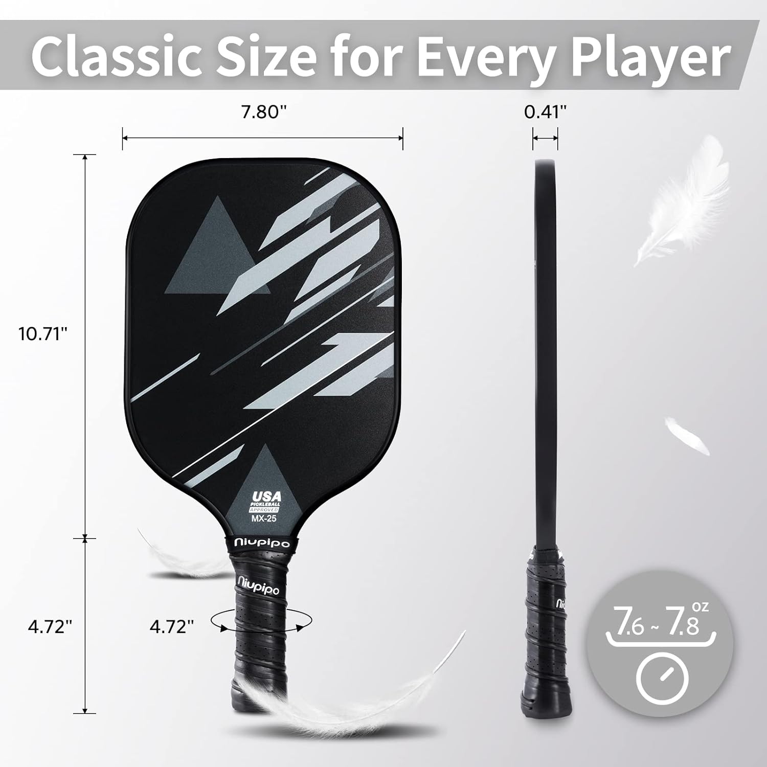 niupipo Pickleball Paddles Set of 2 or 4, USAPA Approved Fiberglass Pickleball Paddle Set with Balls and Bag, Polypropylene Honeycomb Core