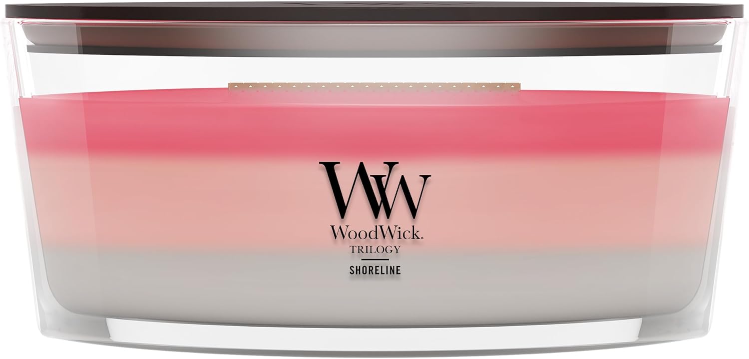 WoodWick Café Sweets Trilogy Holiday Candle Gifts for Women and Men, 9.7 oz Medium Hourglass Trilogy Candle with Crackling Wick