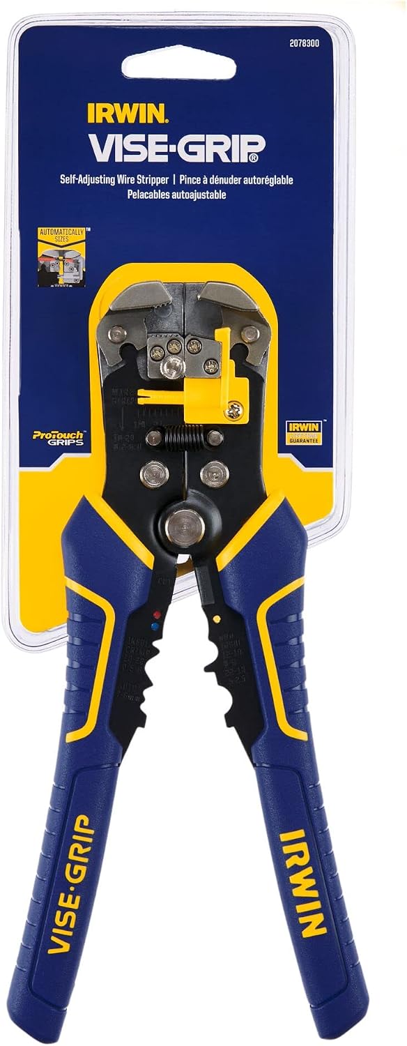 IRWIN Vise-Grip Wire Stripper, 2 Inch Jaw, Cuts 10-24 AWG, ProTouch for Comfort, Blue (2078300)