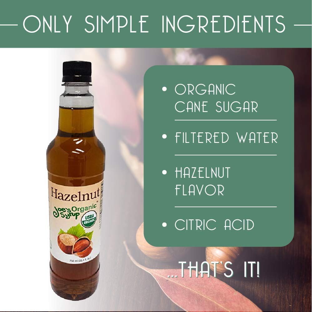 Joe’s Syrup Organic Flavored Syrup, Organic Strawberry, 750 ml | Vegan, gluten-free, Non-GMO, no HFCS; for cocktails & desserts