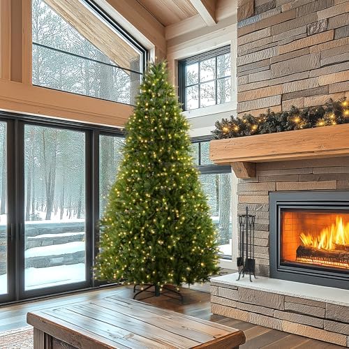 National Tree Company 7.5ft Pre-Lit Dunhill Fir Artificial Christmas Tree | 700 LED Lights, 10 Light Functions, 2,514 Tips, Foot Pedal, Includes Stand, Green