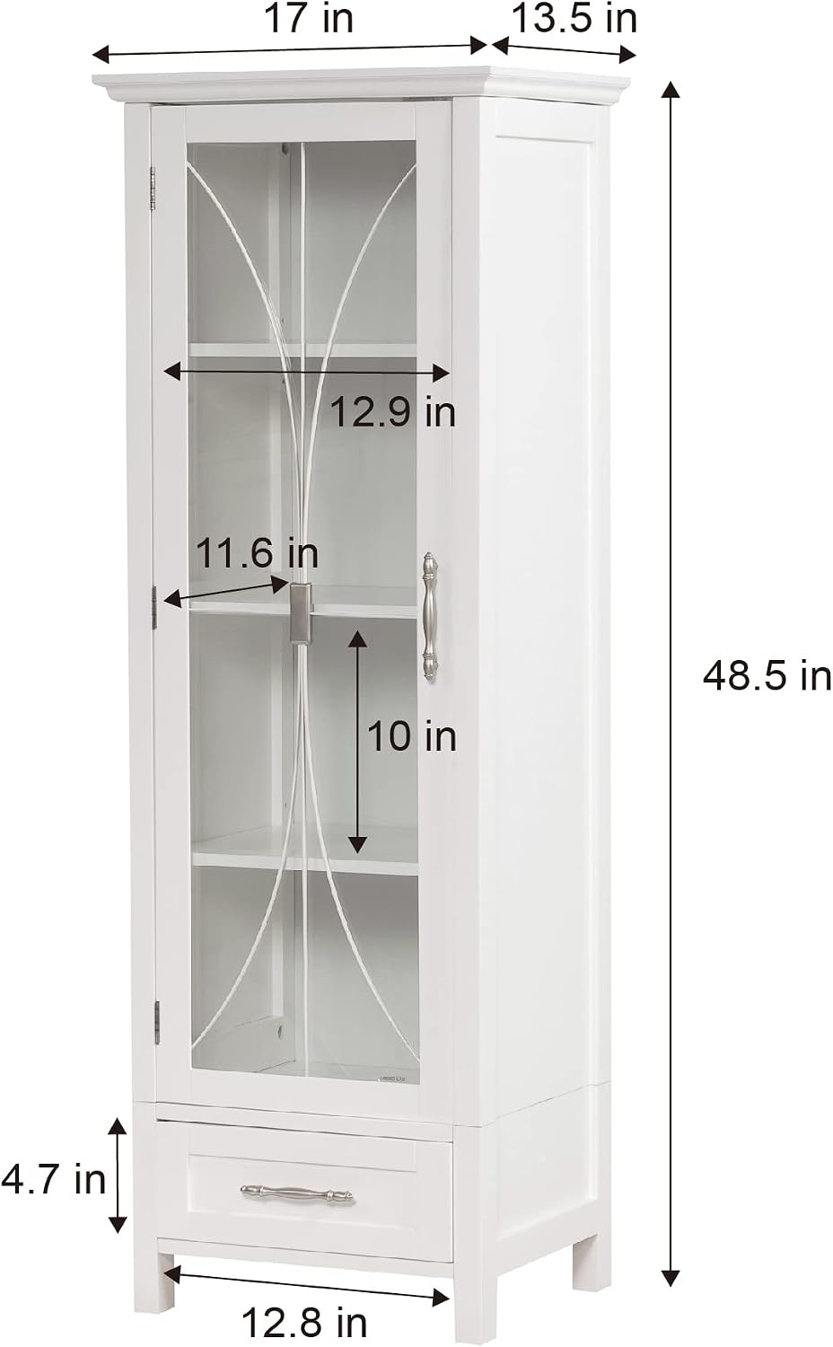 Teamson Home Avery Wooden Bathroom Linen Tower Cabinet with 1 Drawer 3 Adjustable Interior Shelves and 6 Storage Spaces, Oiled Oak
