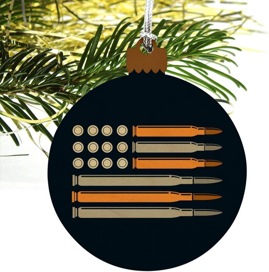 American Flag Bullets Guns USA Second 2nd Amendment Wood Christmas Tree