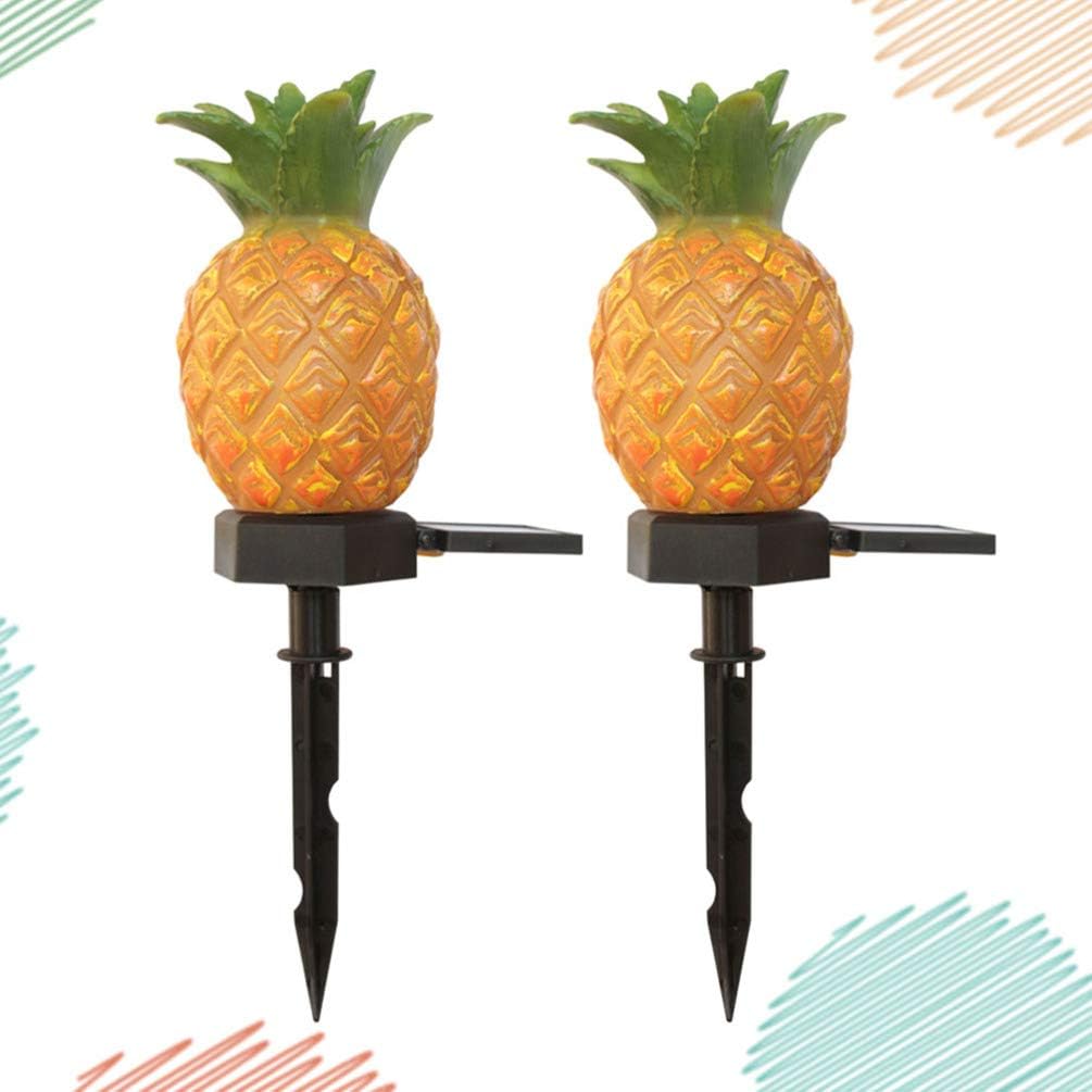 Uonlytech 2-Pack Pineapple Solar Outdoor Landscape Lights Waterproof Solar Garden Lamps for Pathways Yard Patio Party Outdoor Decoration