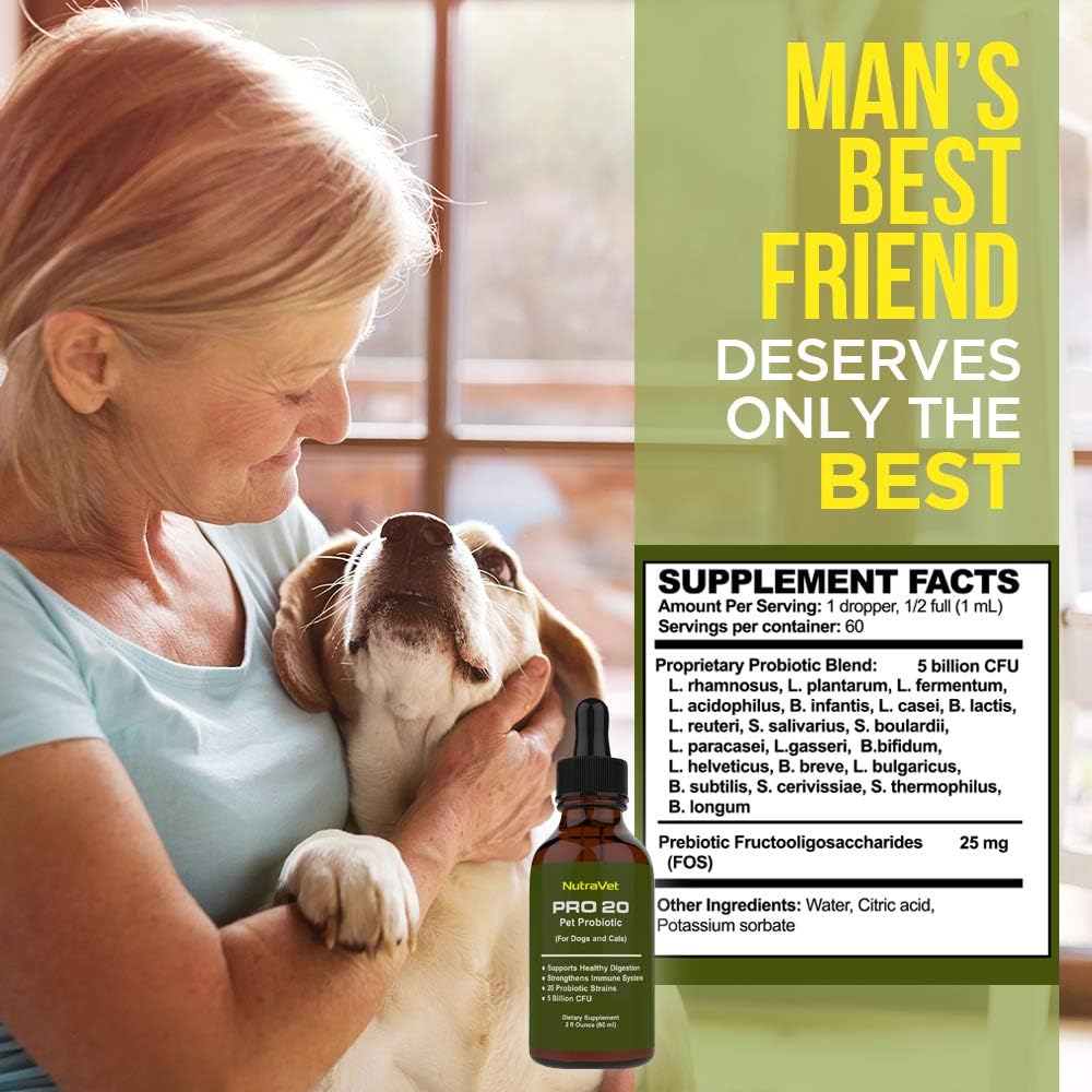 Probiotics for Dogs and Cat Probiotics - 120 Servings (1/2ml). 100% Natural Digestive Enzymes for Gas Relief and Healthy Digestion. Prebiotics via