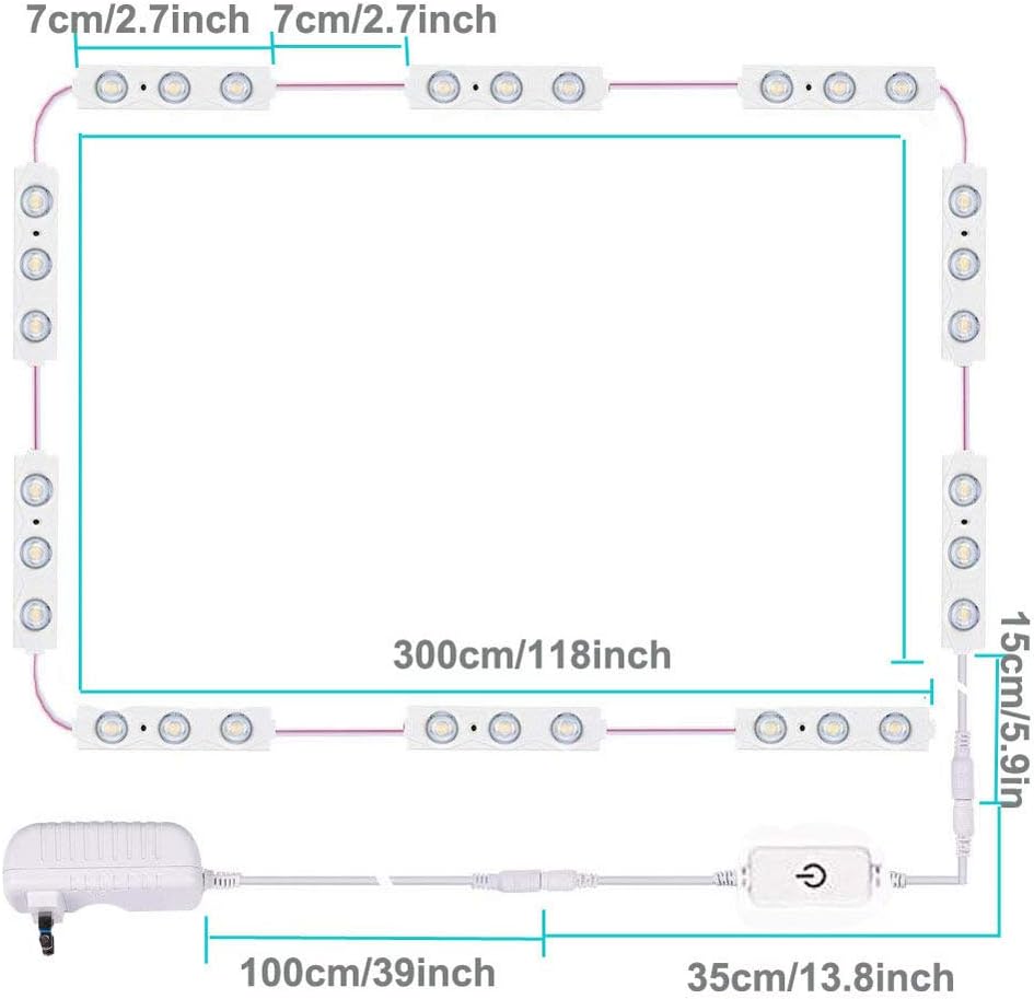 Led Vanity Mirror Lights, Hollywood Style Vanity Make Up Light, 10ft Ultra Bright White LED, Dimmable Touch Control Lights Strip