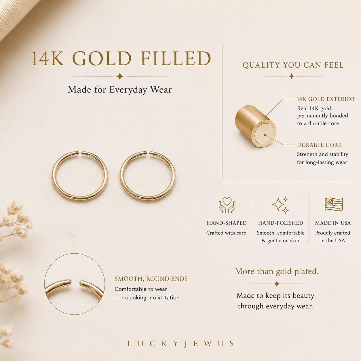 Small Gold or Sterling Silver Huggie Hoop Earrings for Women Cartilage Nose Helix Tragus