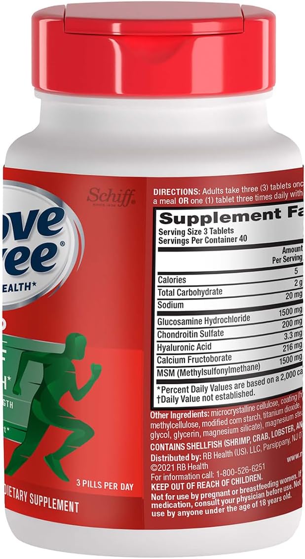 Move Free Advanced Joint Support, Glucosamine, Chondroitin + MSM - 120 ct | Supports Mobility Comfort Strength Flexibility & Bone, 40 Servings, Bone & Joint Support Supplement tablets, Fruitx-B