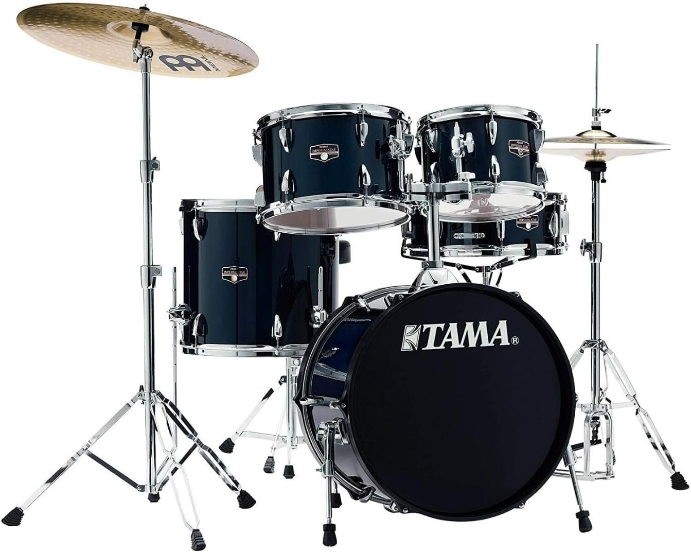 Tama Imperialstar IE58C 5-piece Complete Drum Set with Snare Drum and Meinl Cymbals - Dark Blue
