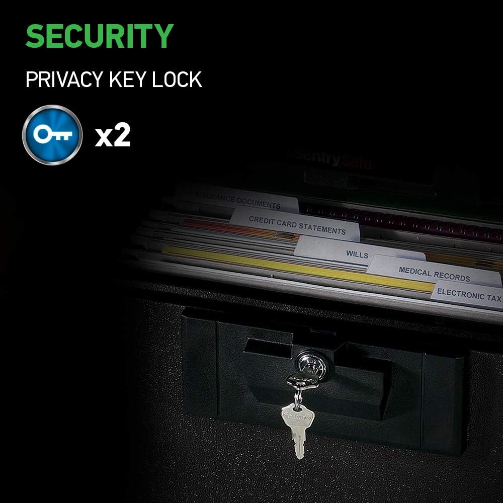 SentrySafe Black Fireproof Document Box with Key Lock, Safe Secures Files and Documents for Home or Office, 0.61 Cubic Feet, 13.6 x 15.3 x 12.1 inches