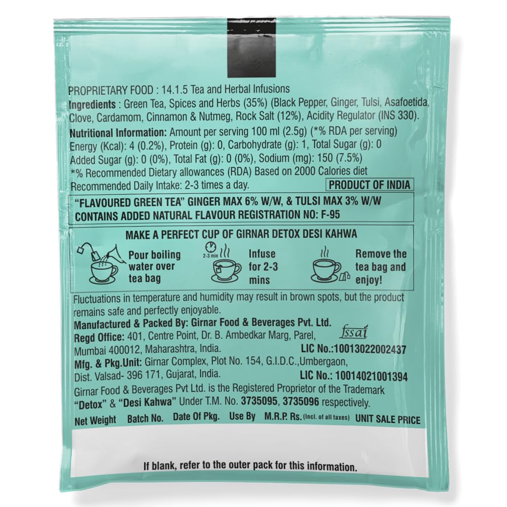 Girnar Detox Green Tea, (36 Teabags)