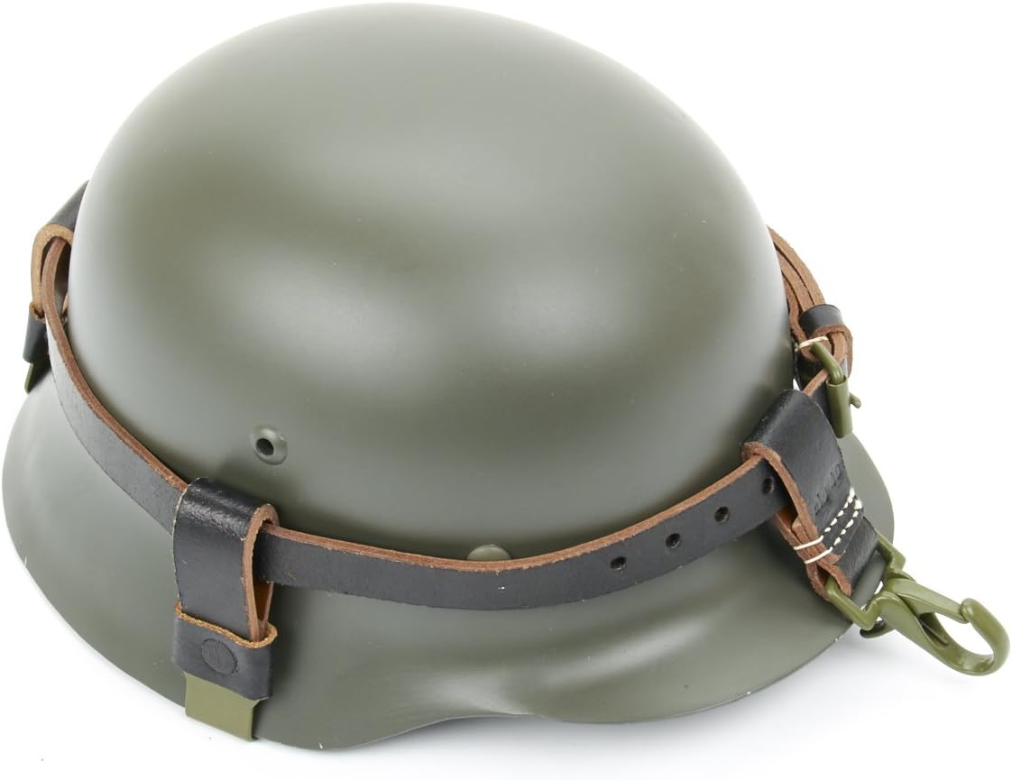 German WWII Helmet Black Leather Carry Strap with Metal Fittings (Helmet not included)