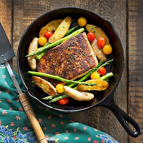 Cast Iron Skillet 3-Piece Set w/Cookbook - Heavy-Duty Professional Restaurant Chef Quality Pre-Seasoned Pan Cookware - 10", 8", 6.25" Pans - For Frying, Saute, Cooking, Pizza - Black