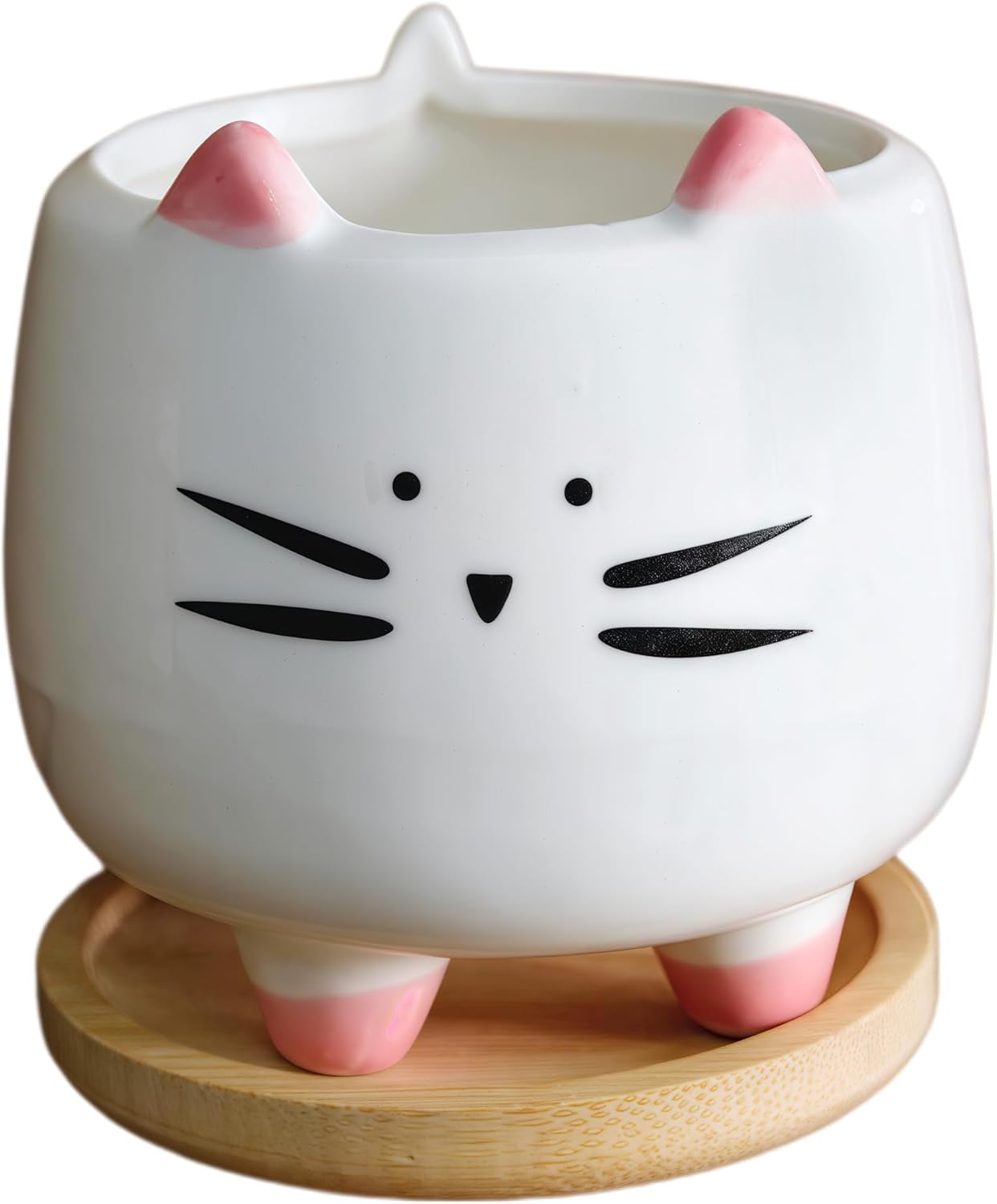 Cuteforyou Succulent Pots,Cute Animal Shaped Cartoon Ceramic Succulent Cactus Flower Planters -Plant Not Included，Cat