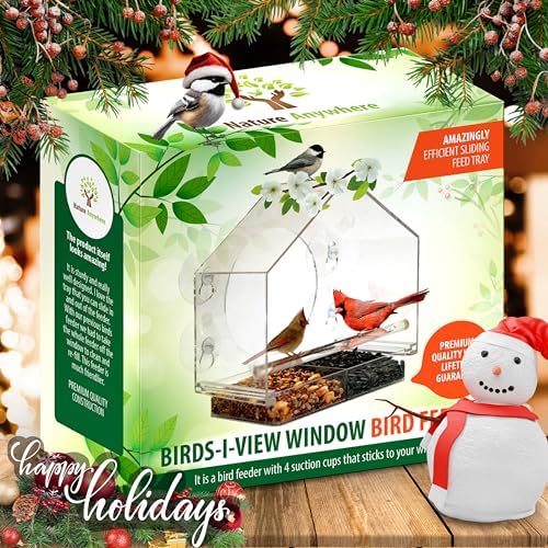 Window Hummingbird Feeder, Suction Cup, Hummingbird Feeders for Outdoors | leak proof with sealing gasket included, bee and wasp proof flowers