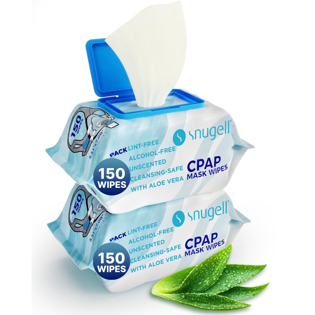 Snugell CPAP Mask Wipes - Travel Size 150 Count (150 Count (Pack of 2), Unscented)