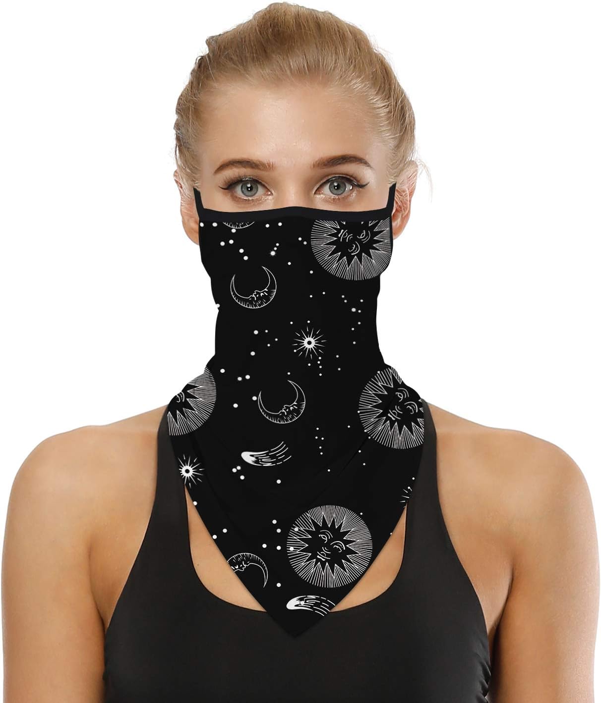 YAYOUREL Neck Gaiter Face Mask Bandanas for Men Women UV Face Scarf Cover Ear Loop Hole Facemask for Fishing Running Cycling