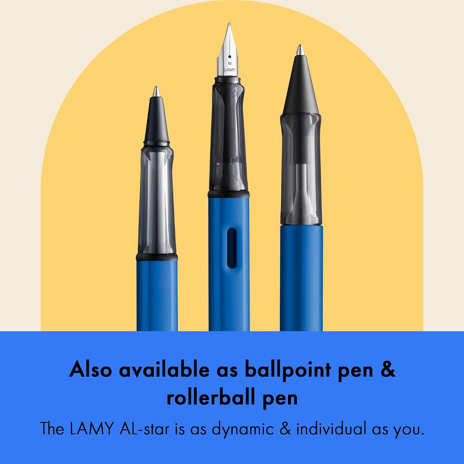 LAMY AL-star black - Fountain Pen with ergonomic grip & black Left-Handed steel nib (LH) in size M - lightweight aluminum body - including LAMY T 10 blue cartridge