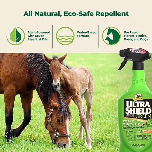 Absorbine UltraShield Green Natural Insect Repellent, 128 fl oz Gallon | Use on Horses & Dogs, Botanical Essential Oils, Daily Use, Repels 70+ Species Including Flies, Mosquitoes, Gnats & Ticks