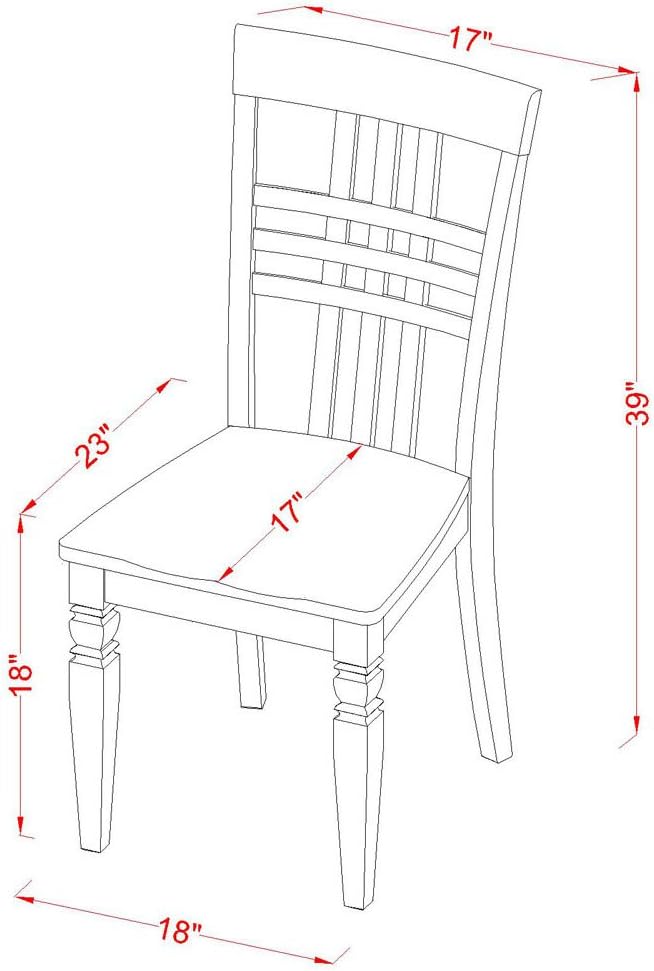 East West Furniture LGC-BCH-W Logan Dining Room Chairs - Stylish Back Solid Wood Seat Chairs, Set of 2, Black & Cherry