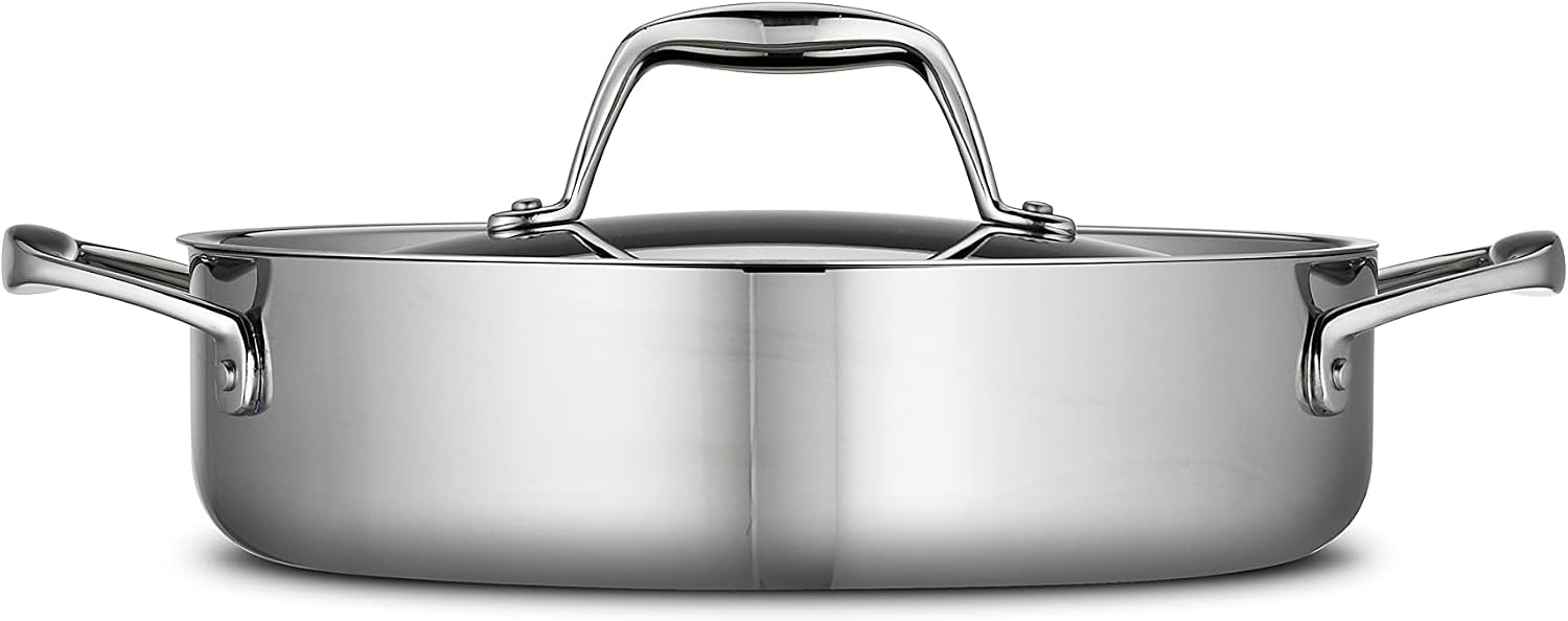 Tramontina Signature Tri-Ply Clad Stainless Steel 12-Inch Large Frying Pan | Induction-Ready Skillet, Dishwasher-Safe, NSF-Certified