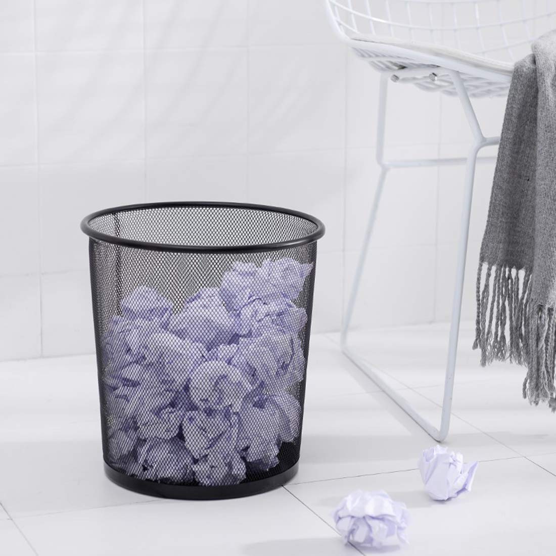 Lawei 4 Pack Trash Can Mesh Round Open Top Wastebasket - 2.5 Gallon Recycling Bins Garbage Waste Baskets for Office Home